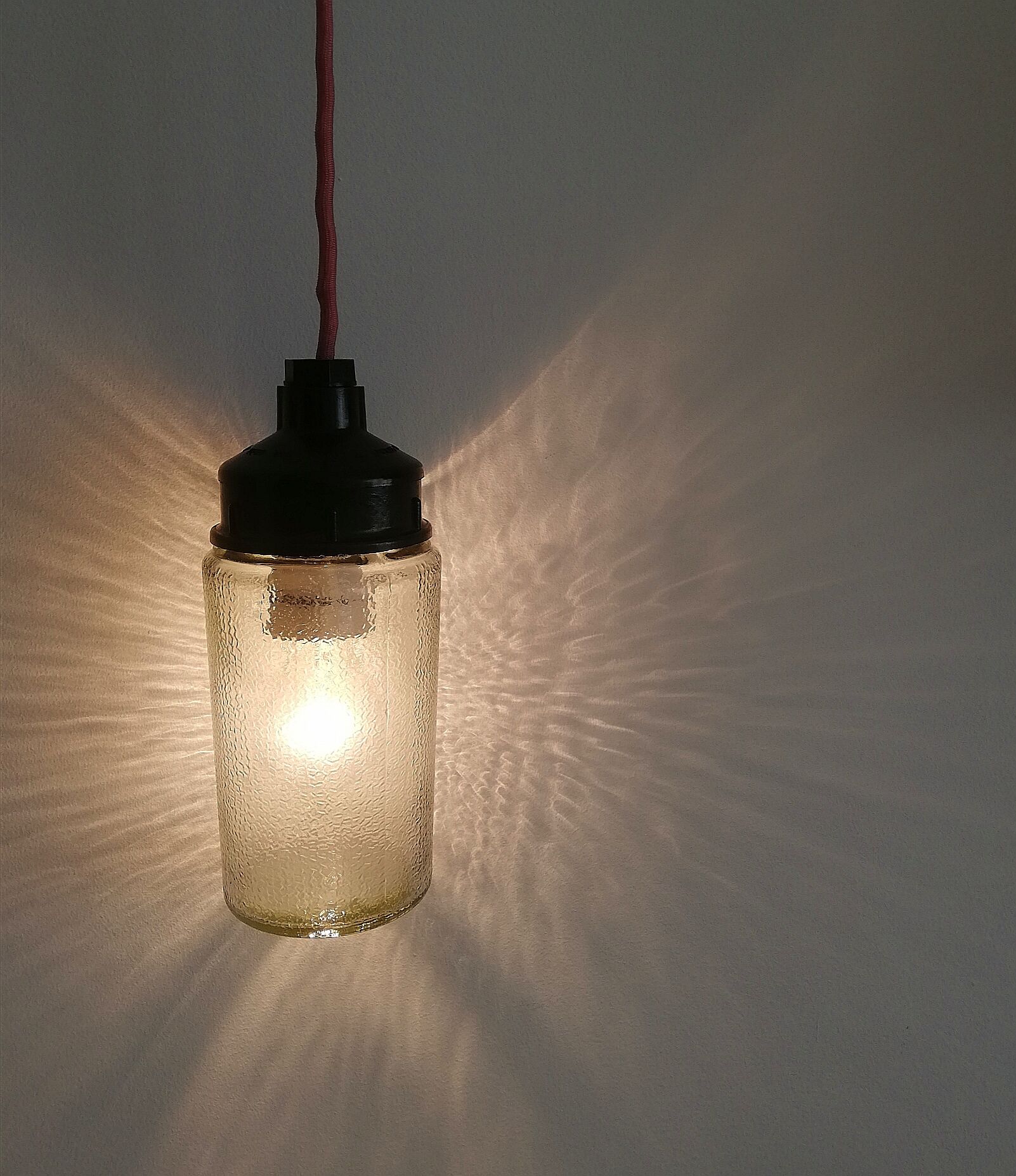 1990s Russian Soviet glass mason jar table lamp lantern Industrial