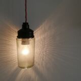 1990s Russian Soviet glass mason jar table lamp lantern Industrial
