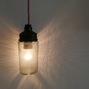1990s Russian Soviet glass mason jar table lamp lantern Industrial