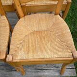 4 Chaises paillées anciennes en hêtre blond