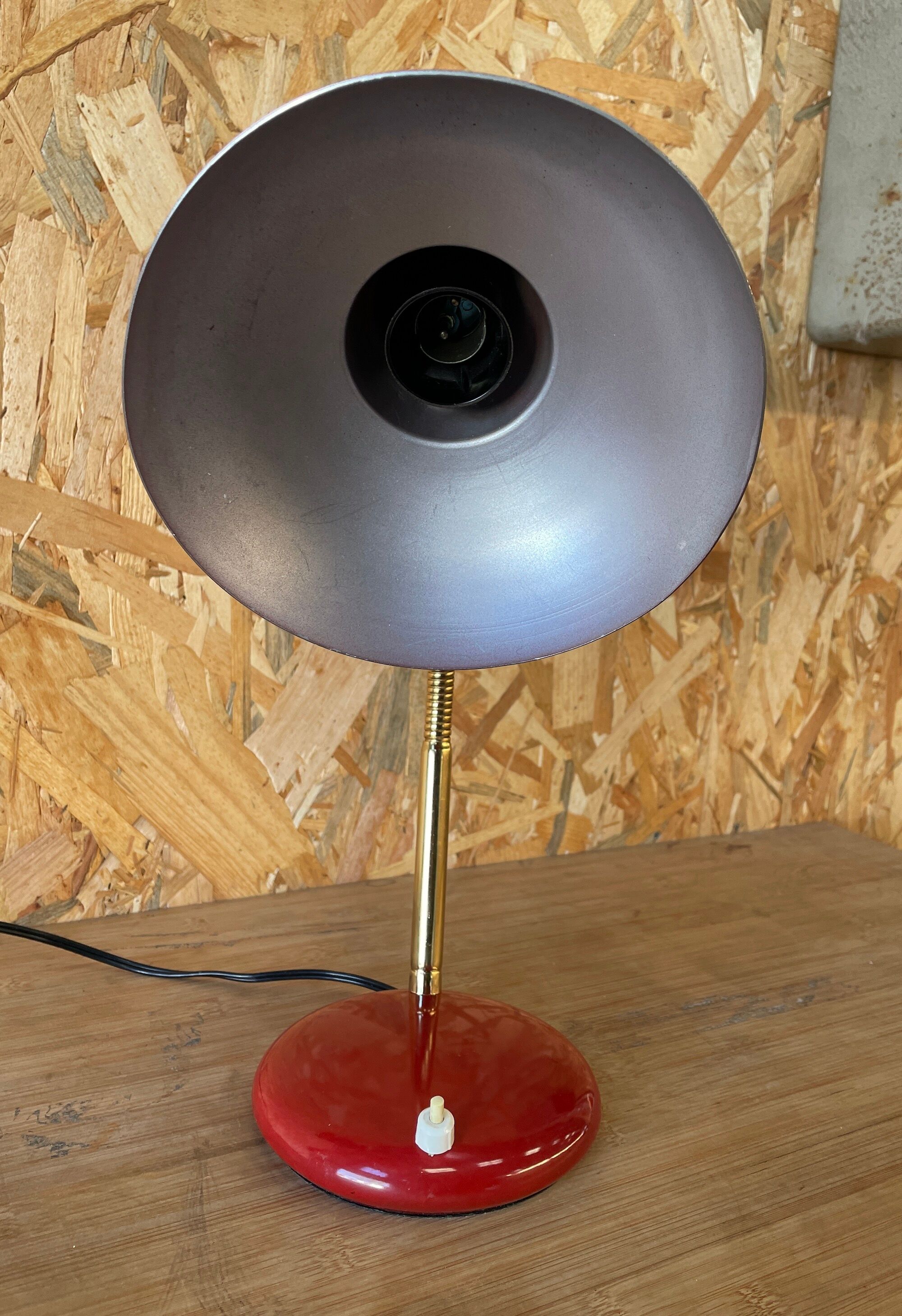 Vintage burgundy red table lamp - 1950s