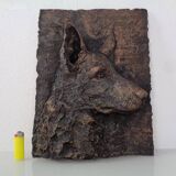 Large copper-coloured German Shepherd relief, 1960s