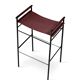 Set de 5 tabourets de bar artisans contemporains Cuir cognac et métal de caoutchouc noir