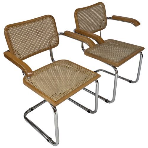 Set of 4 Cesca model armchairs by Marcel Breuer