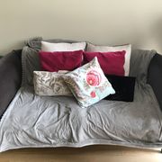 Grey velvet sofa ka international