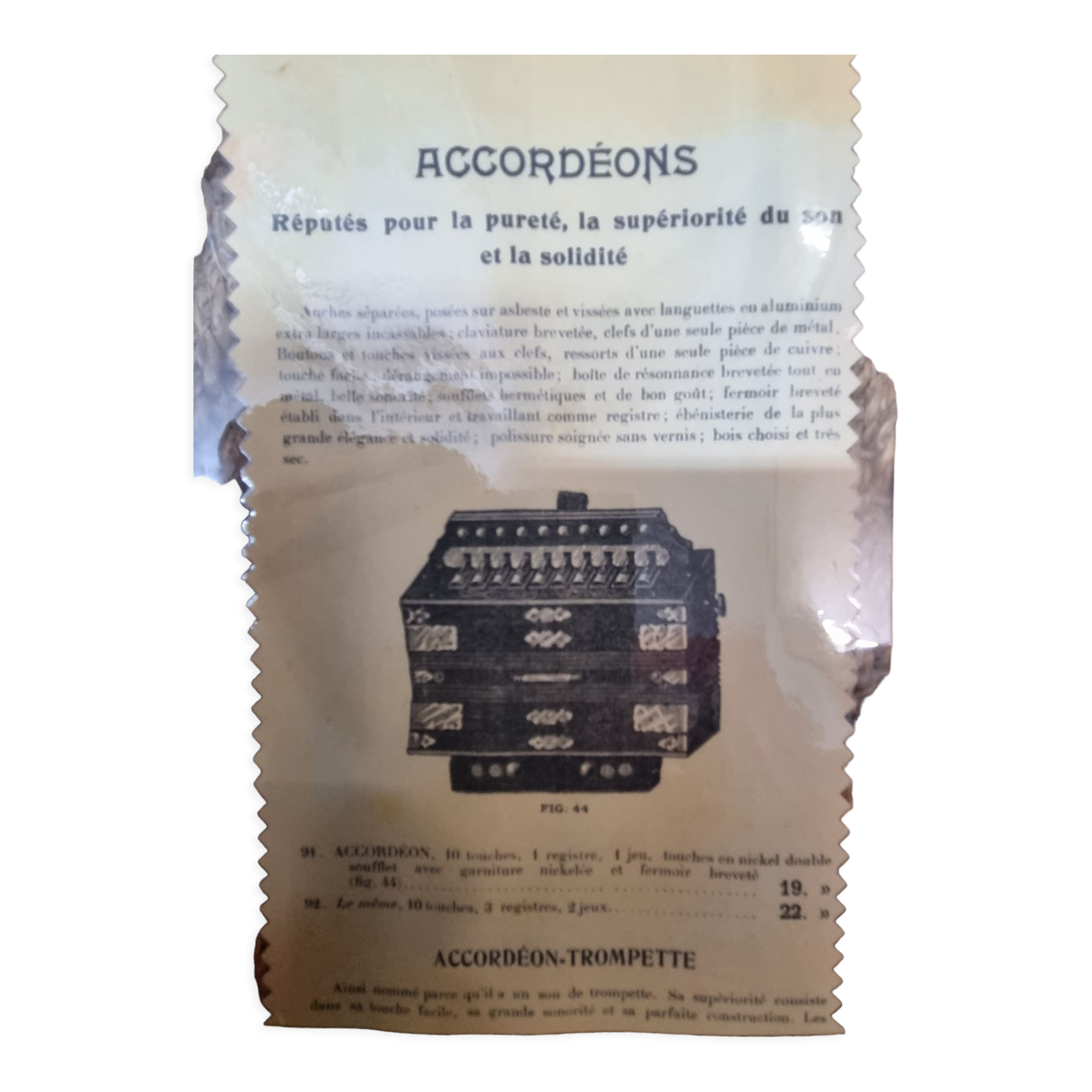 Trumpet accordion from 1903 Harmoniflutes by Gloria