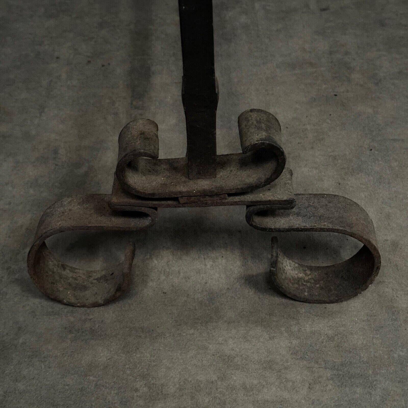 Pair of 19th century iron and brass andirons