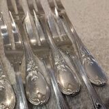 12 silver-plated cake forks with 2 prongs by Christofle Trianon LXVI