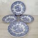 4 earthenware plates with floral and pastoral scene motif