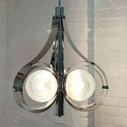 Vintage Space Age chrome and glass chandelier from the 1970s.