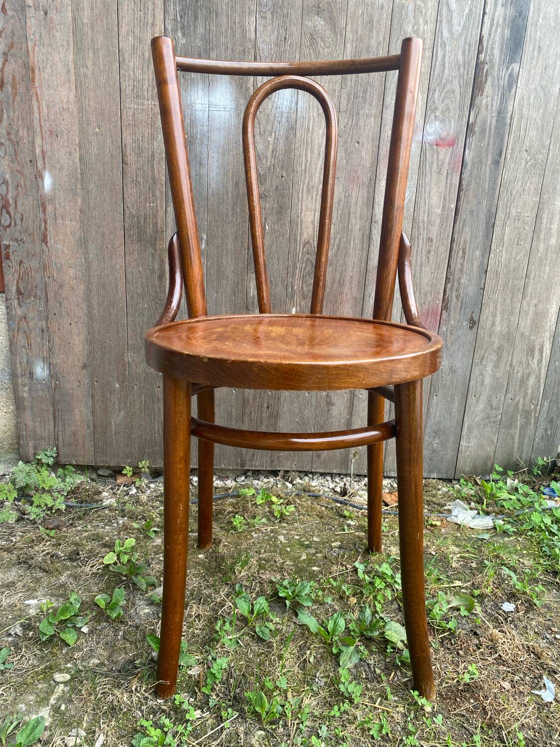 Chaise ancienne bistrot Khon n°18 bois + assise thermoformée vintage