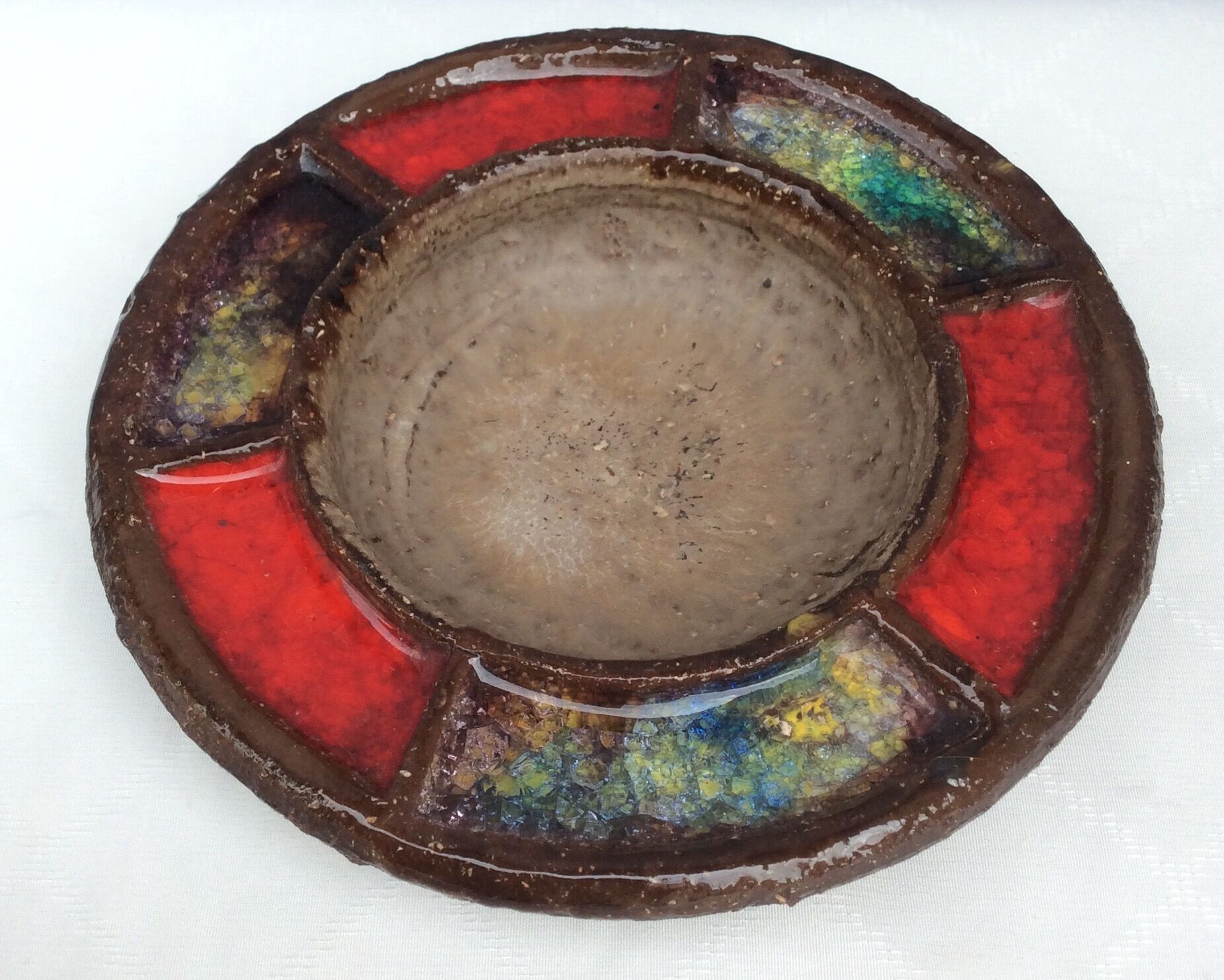 Empty cup pocket in stoneware and vitrified glass, 60s