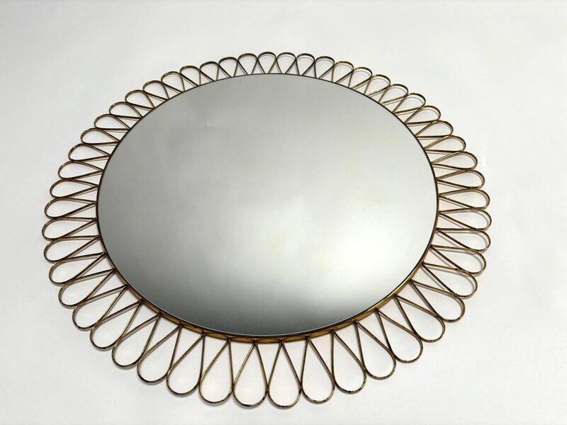 Mid-Century Italian Round Mirror, Girasole Model, 1950s
