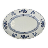 Oval plate Terre de Fer KG Lunéville, model "Jane", blue, 1890-1915