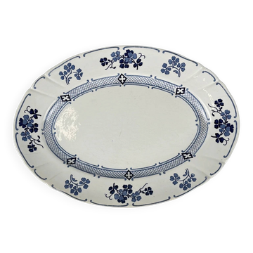 Oval plate Terre de Fer KG Lunéville, model "Jane", blue, 1890-1915