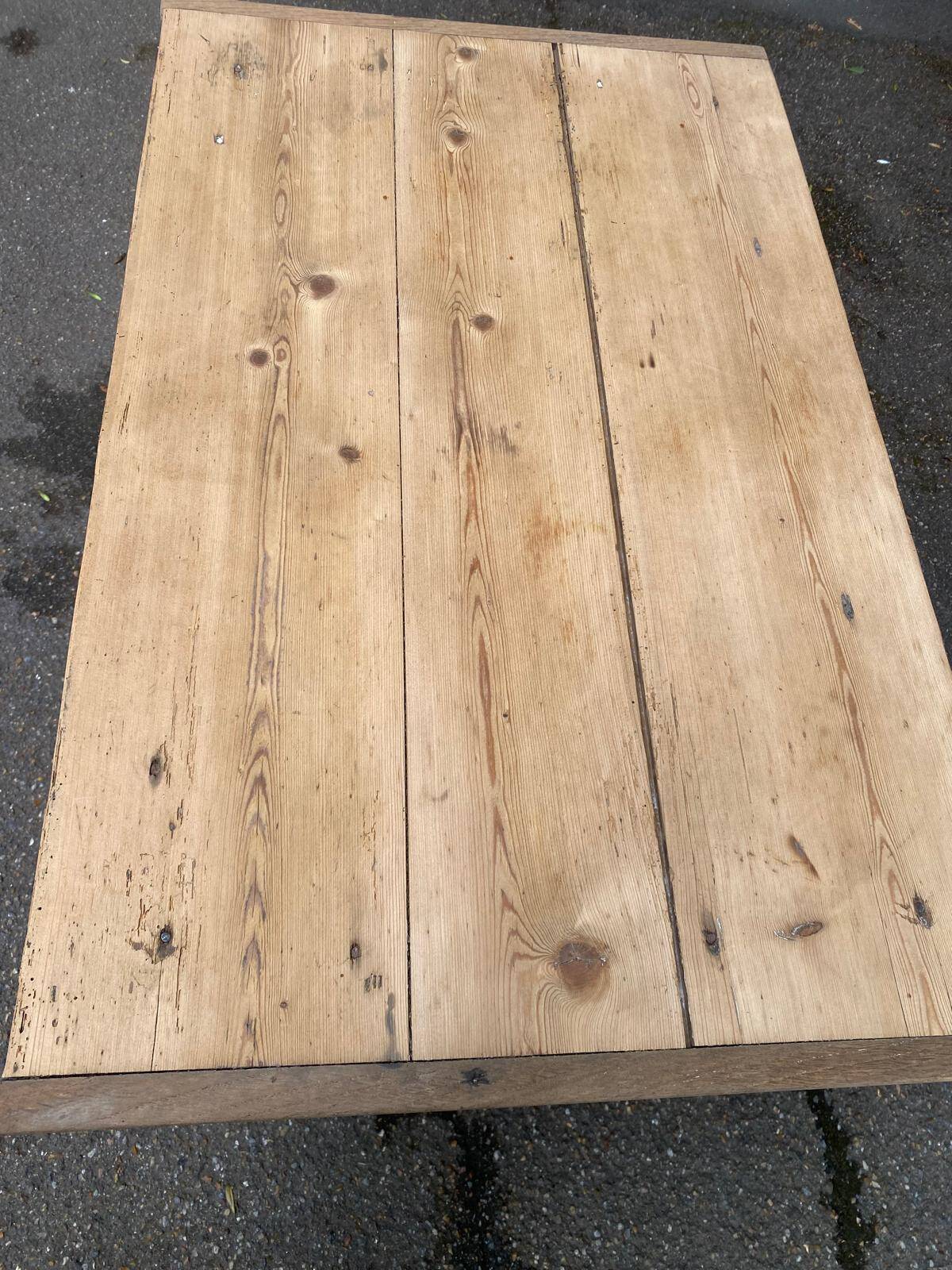 19th-century solid wood farmhouse table.