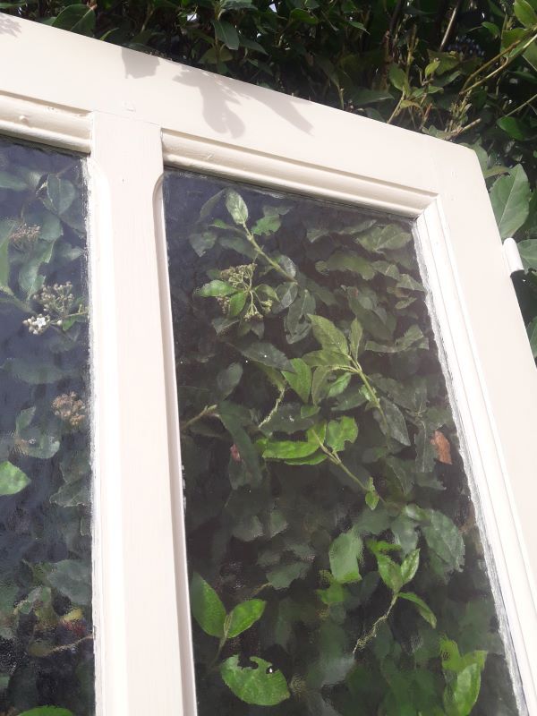 Old translucent glass communication door 82.5x214.2cm