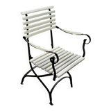 Vintage wrought iron folding garden armchair 1930