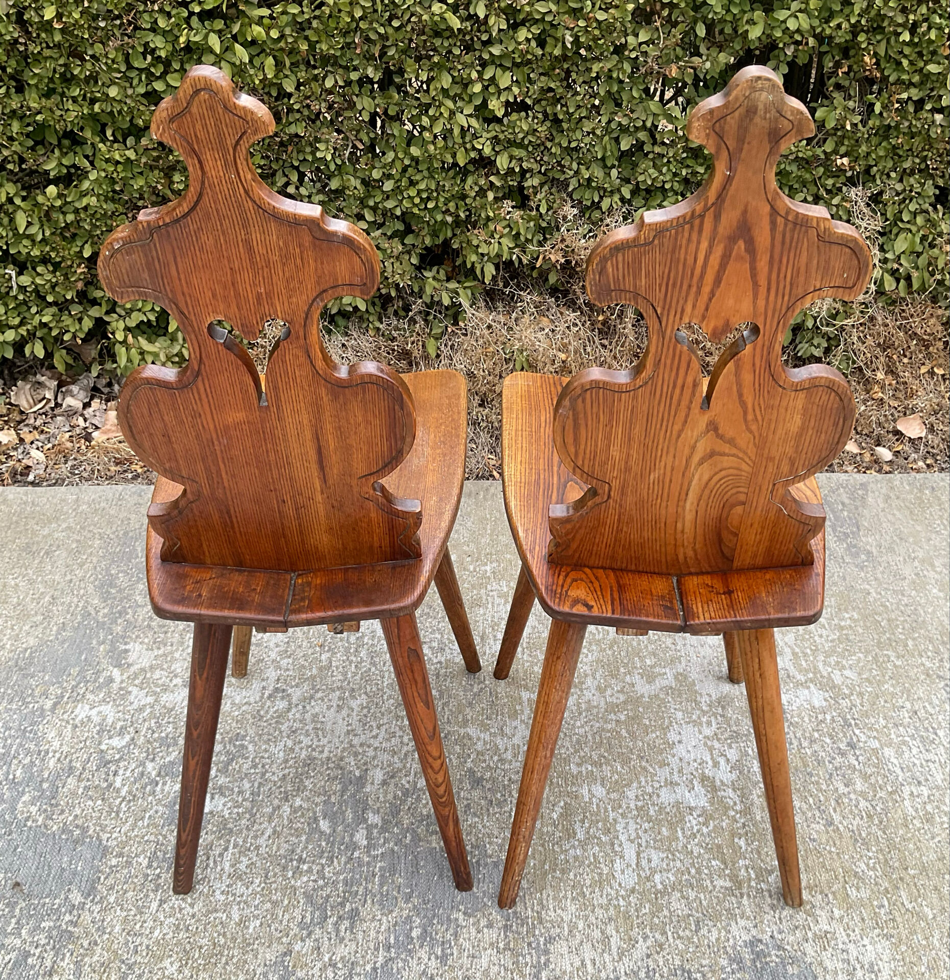 Pair of vintage Tyrolean chairs in solid wood