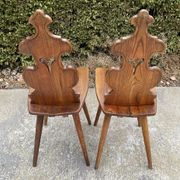 Pair of vintage Tyrolean chairs in solid wood