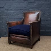 French leather club chair normandy model c1910-1930