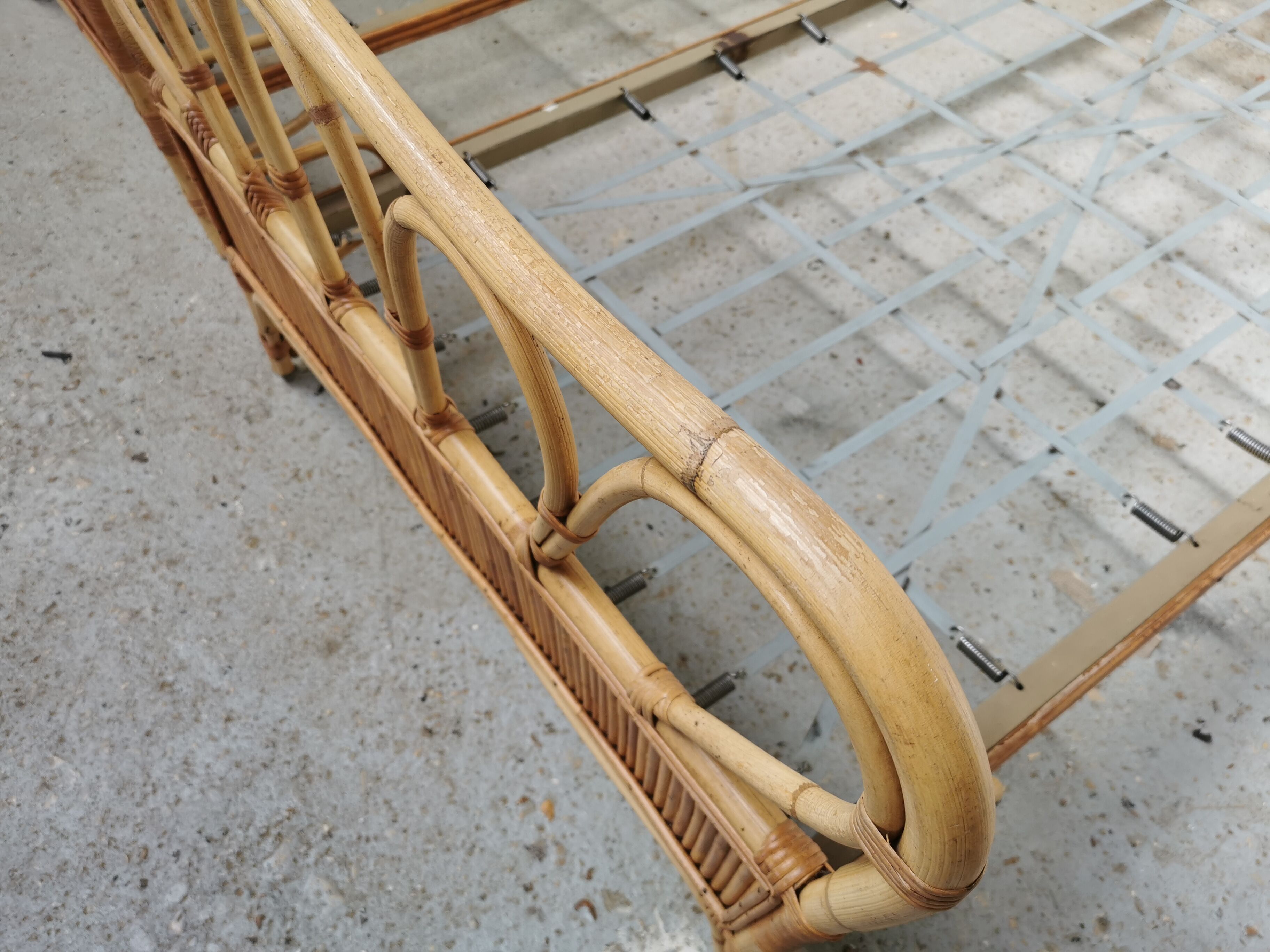 Pair of vintage rattan beds