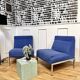 Paire de chauffeuses design tissu bleu