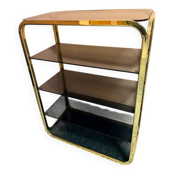 Vintage shelf in brass and smoked glass – Italian work, circa 1970