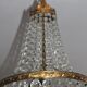 Lustre mongolfière à pampilles et bronze