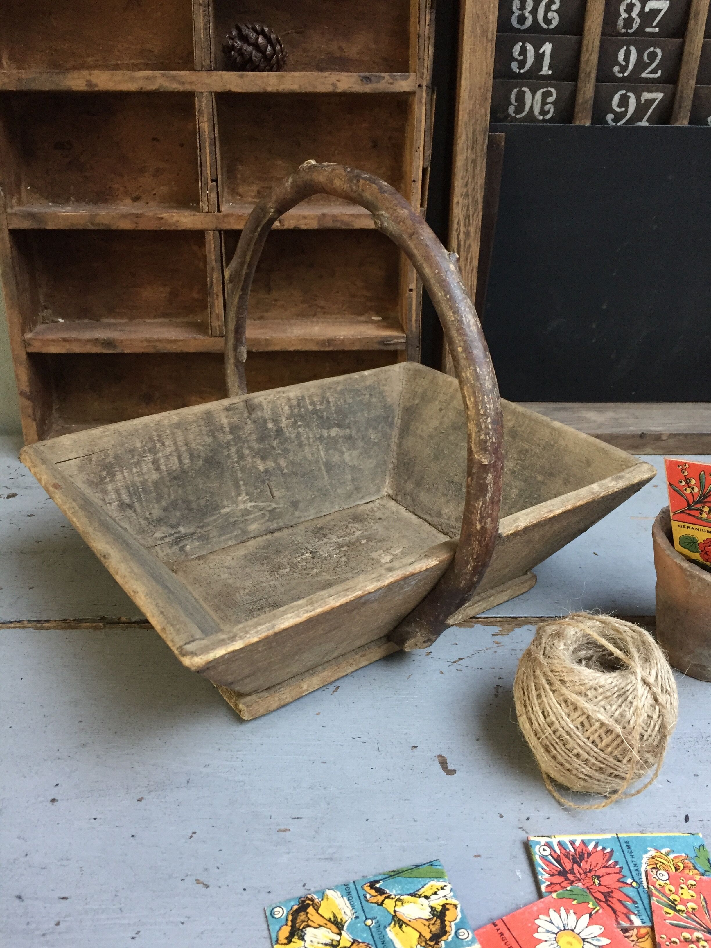 Picking crude wooden basket