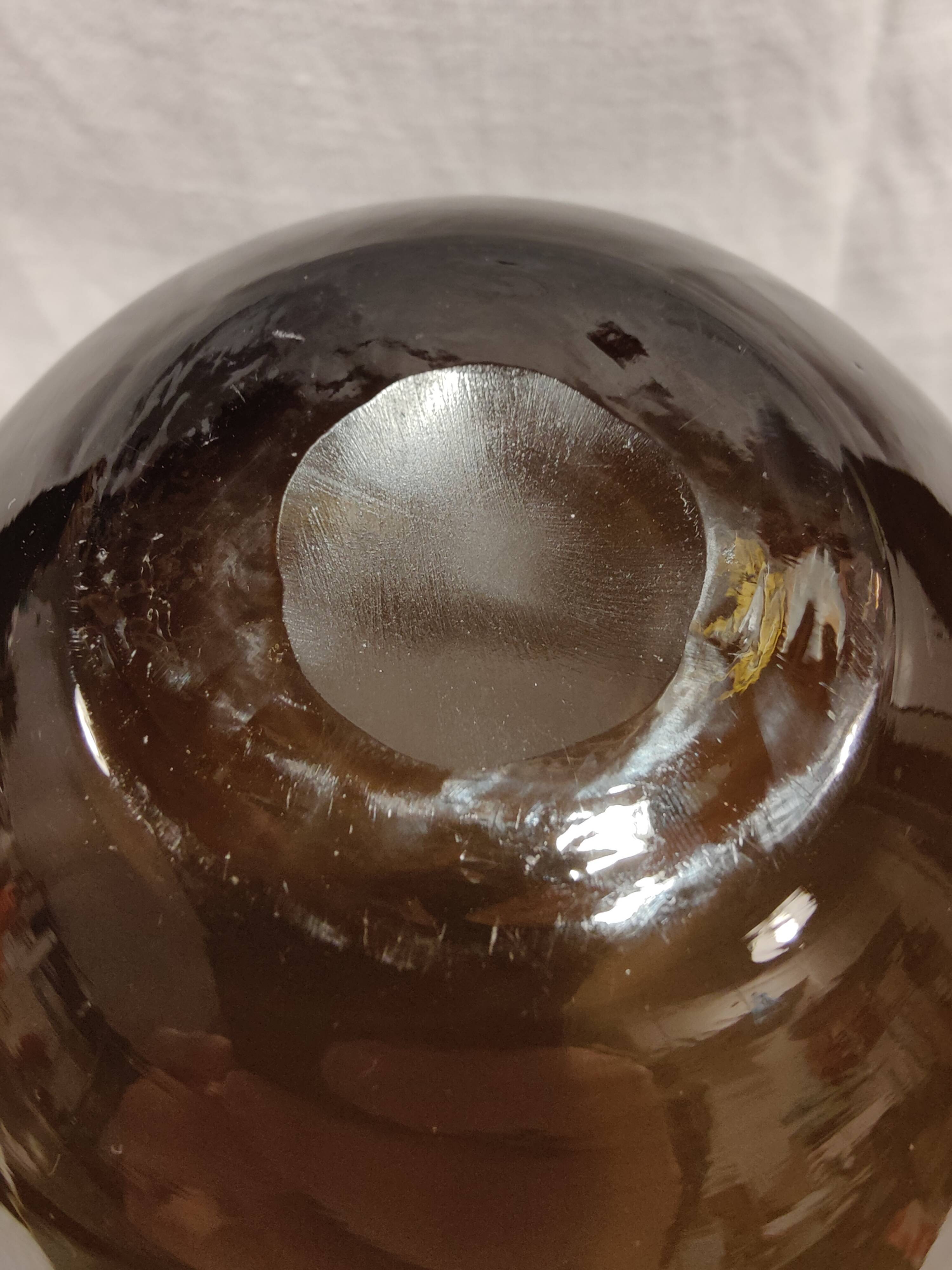 Vintage glossy brown two-layer blown glass vase, Scandinavian taste
