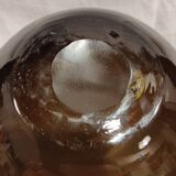 Vintage glossy brown two-layer blown glass vase, Scandinavian taste