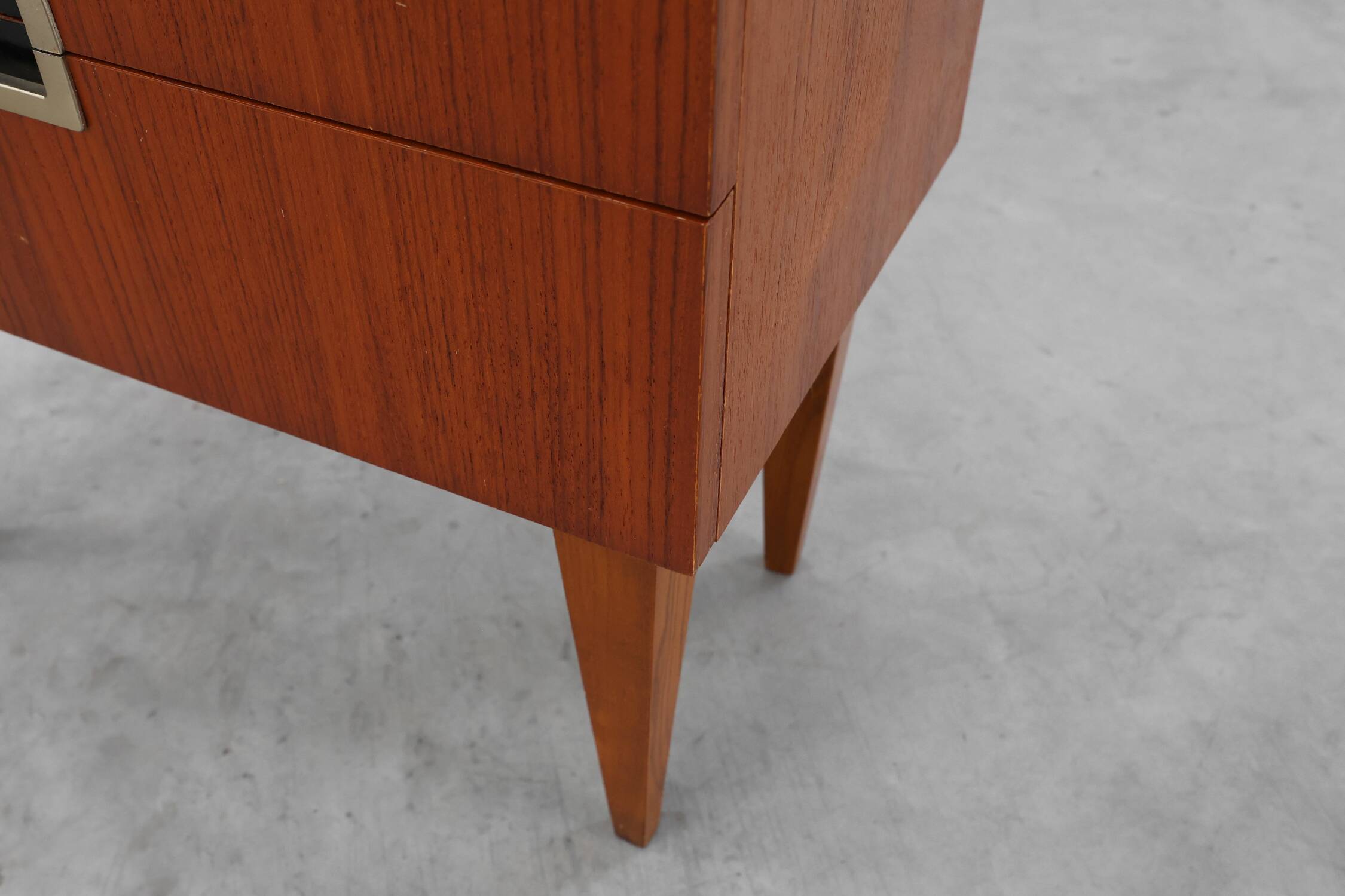 Vintage Nightstand in teak veneer with 2 drawers, Belgium 1950s