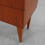 Vintage Nightstand in teak veneer with 2 drawers, Belgium 1950s