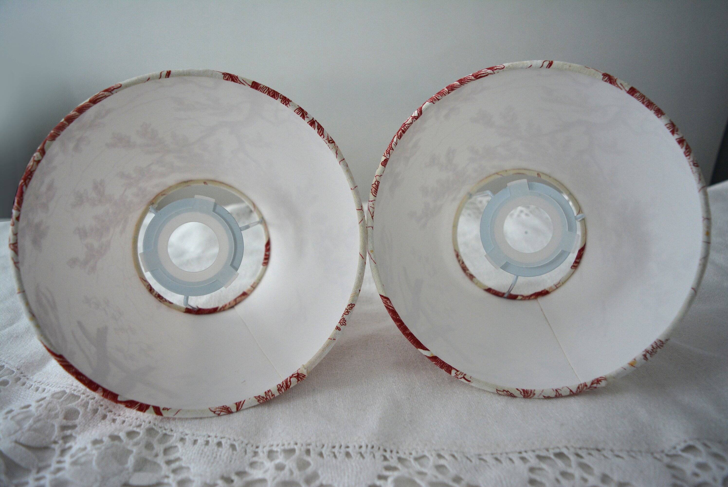 Pair of jouy bordo canvas lampshades