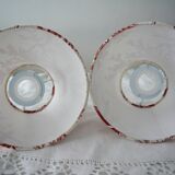 Pair of jouy bordo canvas lampshades
