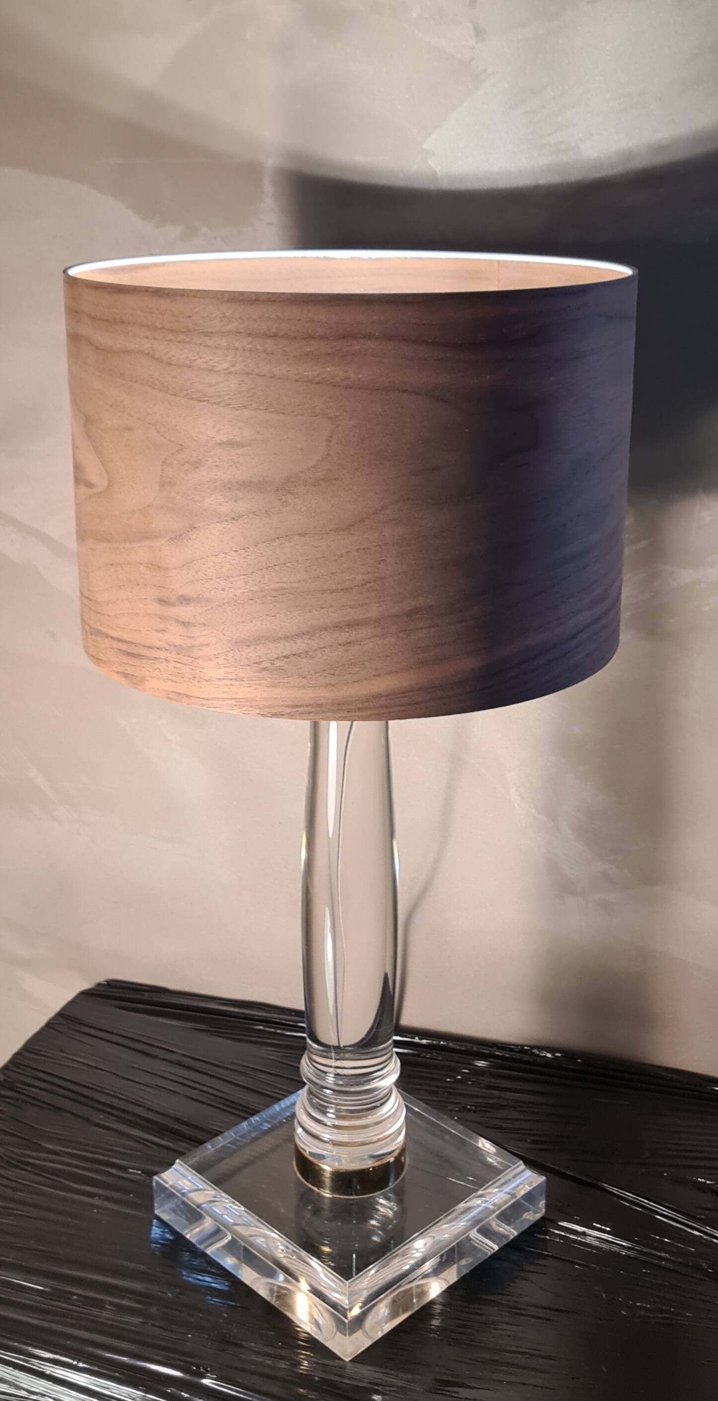 Plexiglass and wood lamp