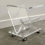 Vintage Lucite magazine cart, 1980s