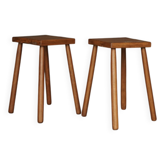 Rustic Oak high Stools. 1970s. Set of 2