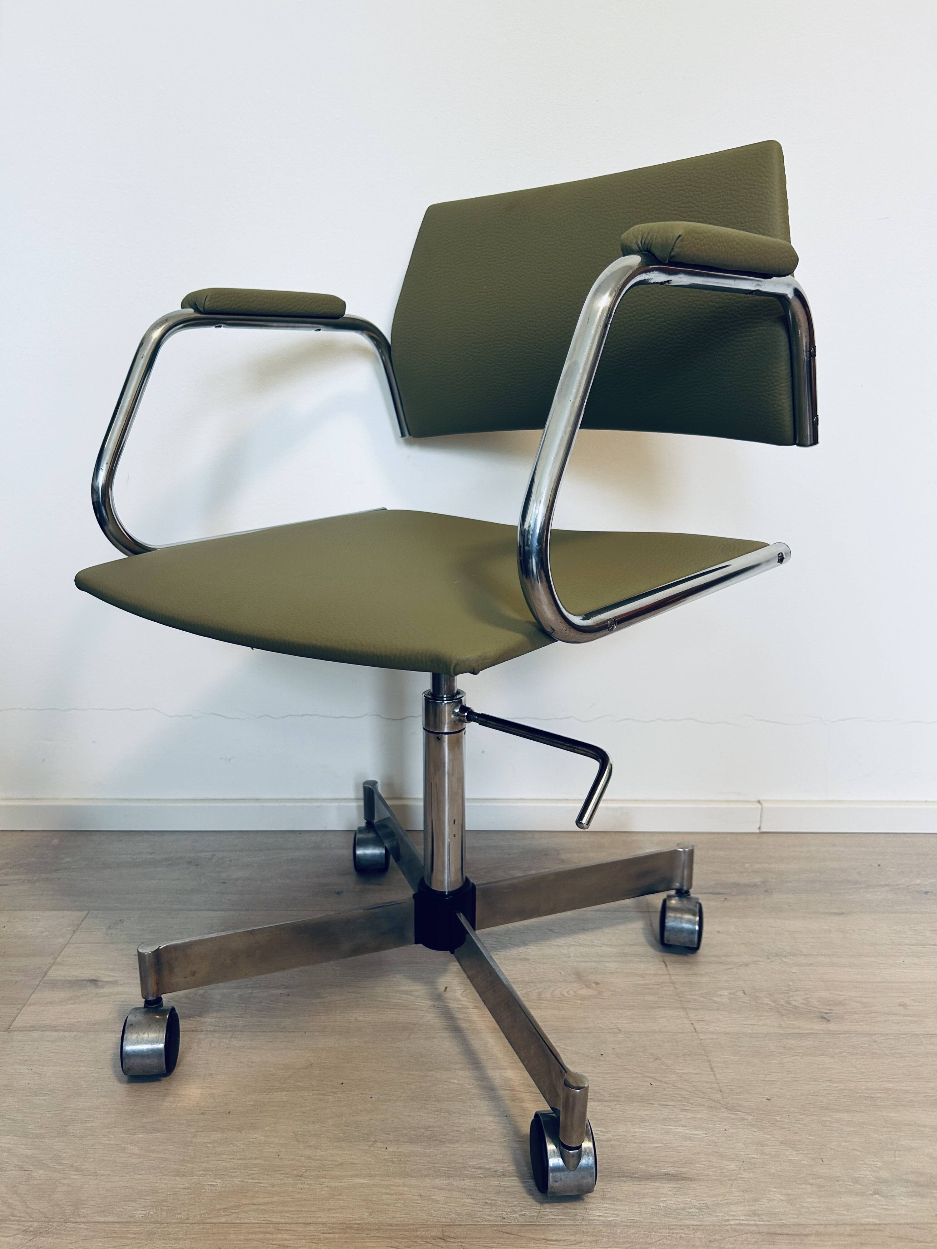 Vintage Light Olive Office Arm Chair by Kovona from Czechoslovakia 1970’s