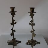 set of 2 brass candle holders