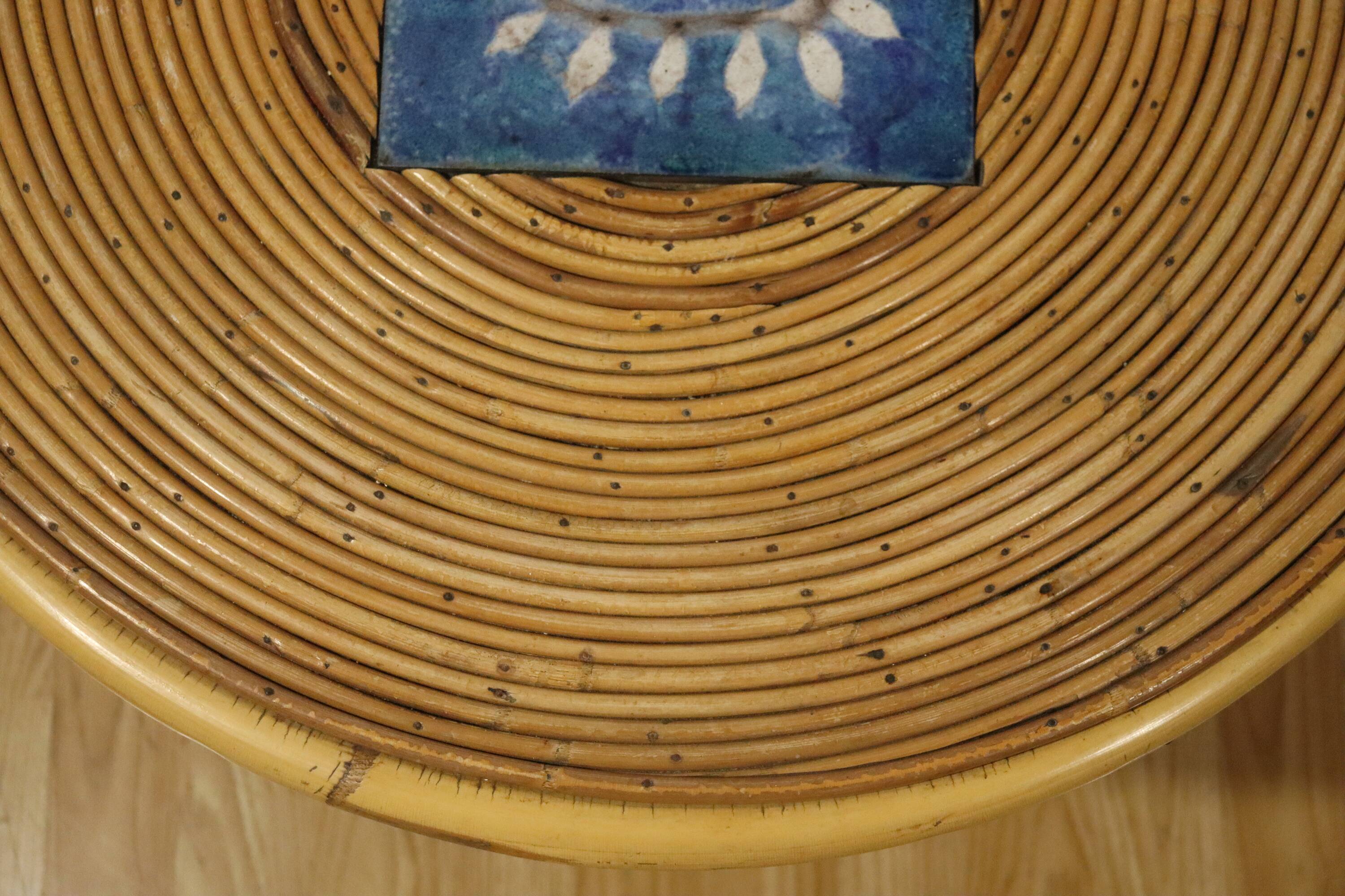 Rattan coffee table attributed Audoux Minnet