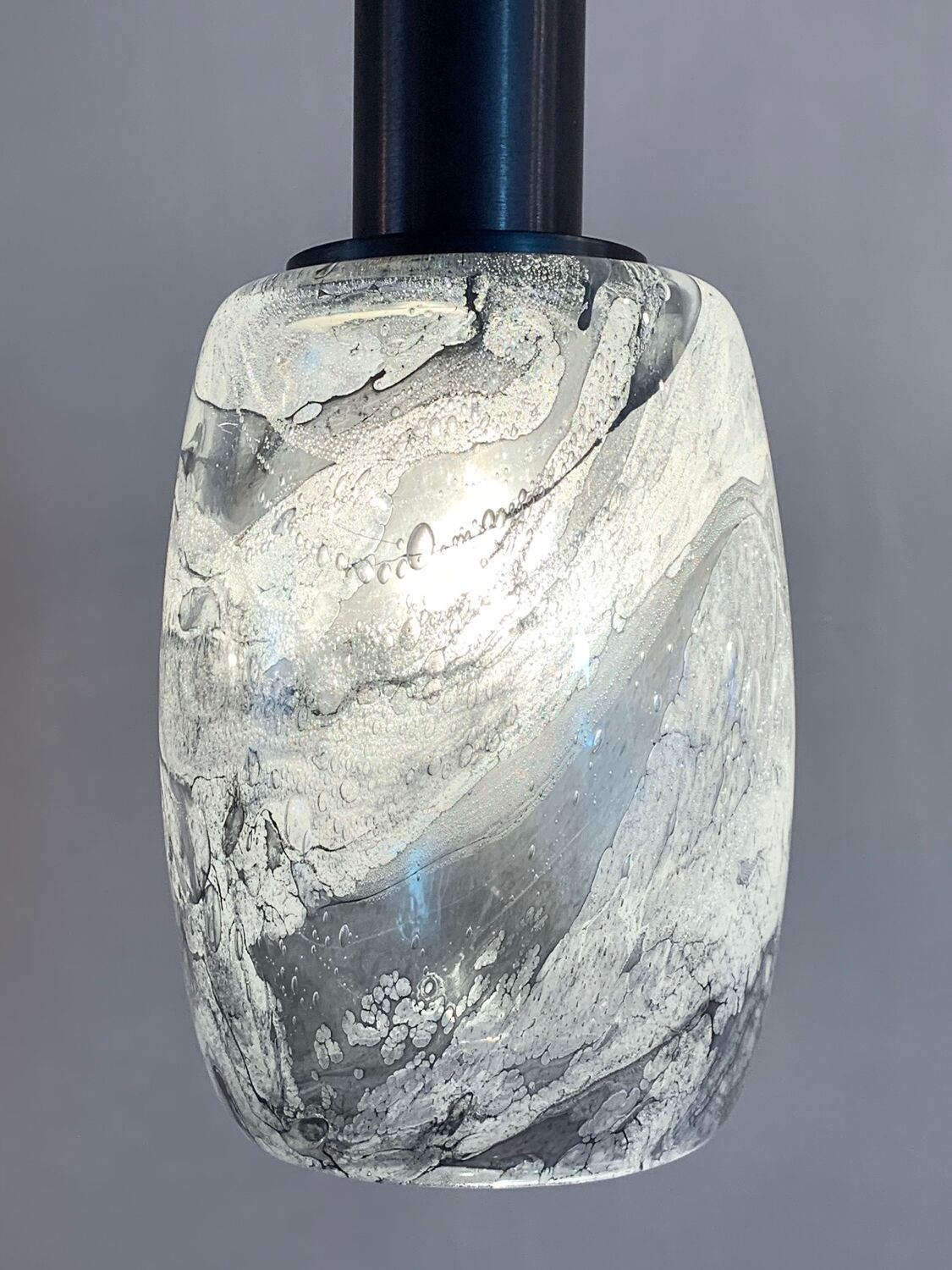 Pair of 1970s Putzler grey marbled pendant lights