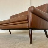 Vintage Danish retro Svend Skipper 3 person sofa in chestnut brown leather