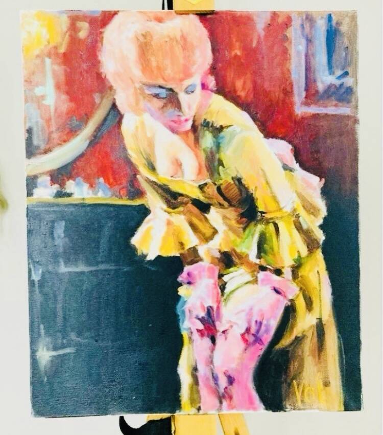 Tableau "Woman of Joy" oil on canvas signed Valentin SKRIBINS