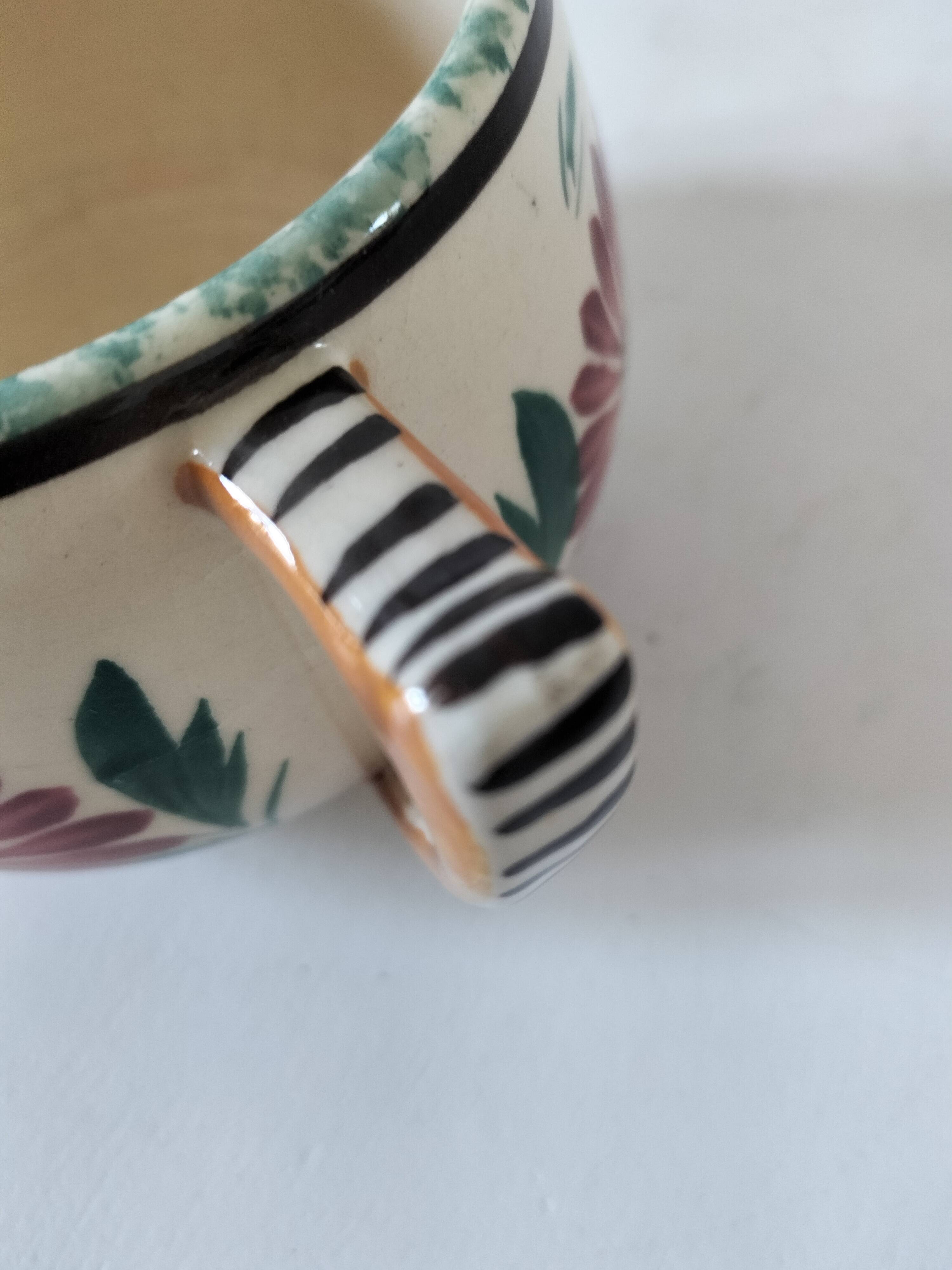 Breakfast cup HB Quimper – earthenware with rich Breton and floral decoration