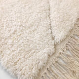 Moroccan Berber carpet Beni Ouarain corridor ecru with engraved diamonds 256x83cm