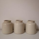 Set of 3 beige mustard jars