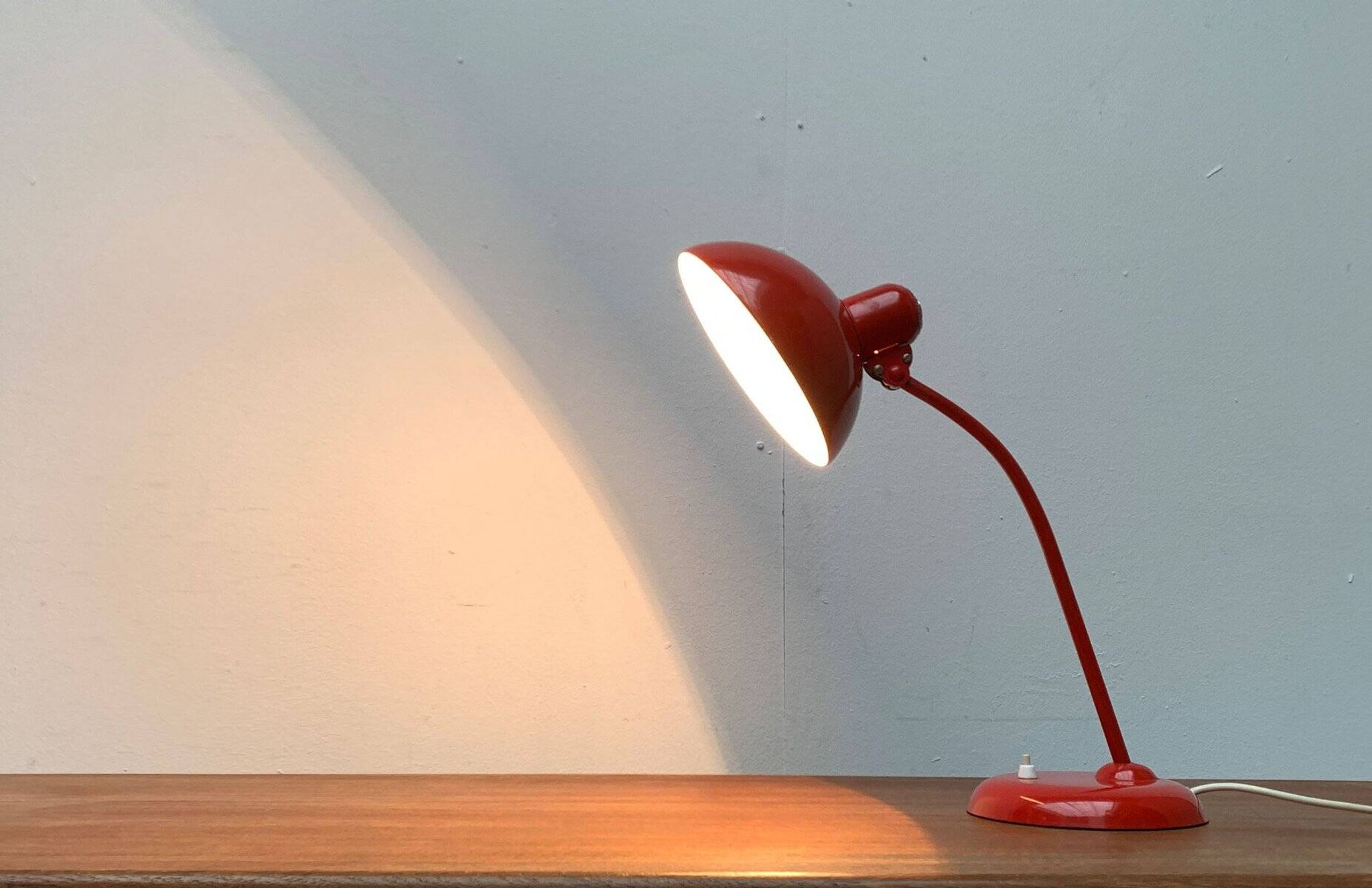 Red German table lamp mid-century 6556 by Christian Dell for Kaiser Idell, 1960s