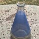 Blue glass liqueur carafe and 4 small vintage granite glasses